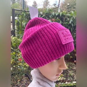 Coach Fuchsia Ribbed Beanie